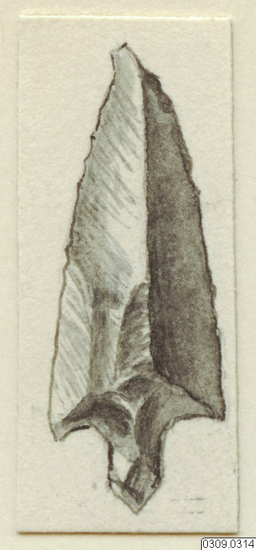 teckning, spjutspets, pilspets, kniv, föremålsbild, Teckning, drawing