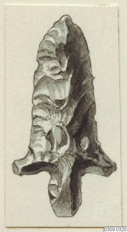 teckning, föremålsbild, pilspets, spjutspets, kniv, Teckning, drawing