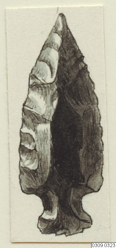 pilspets, teckning, kniv, föremålsbild, spjutspets, Teckning, drawing