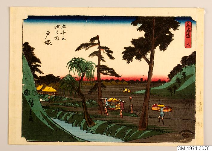 Ando (senare Utagawa Hiroshige) Hiroshige, Träsnitt, Bildkonst, 6. Totsuka. De femtiotre raststationerna från Tōkaidō, Woodcut, Print, Woodblock