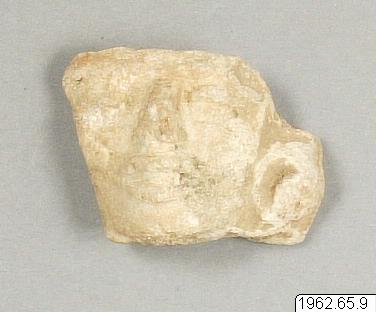 Keramikfragment., figur: människa; huvud, figure, sculpture, Cabeza de figurilla