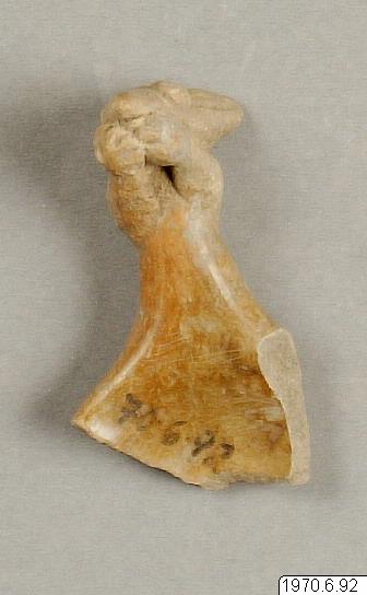 Lerfigur., figur: djur: mus ?, figure, sculpture