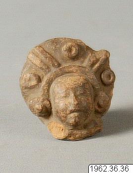 huvud av lergods, figur, sculpture, figurine