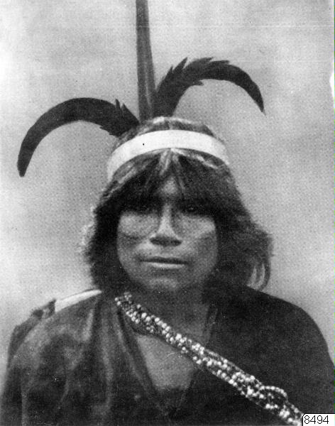 porträtt, pärlhalsband, fjäderprydnad, huvudprydnad, indian, fotografi, photograph
