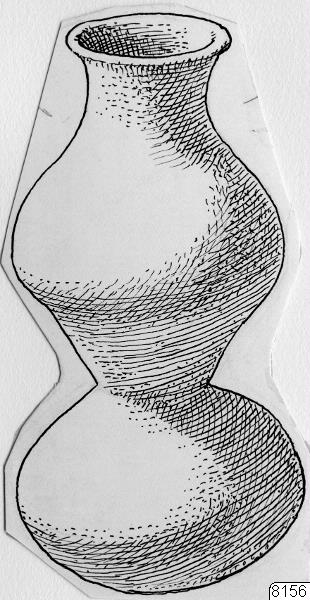 teckning, föremålsbild, kulformade, keramikfigurer, lerkärl, Teckning, drawing