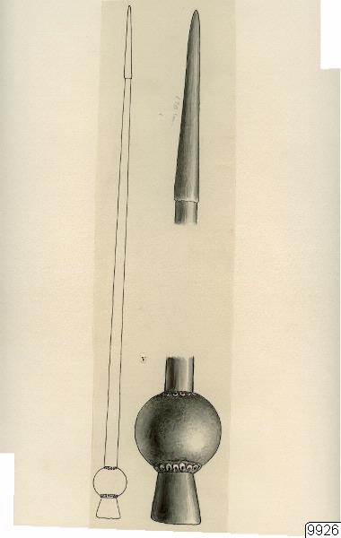 teckning, föremålsbild, stridsklubba, klubba, föremål, Teckning, drawing