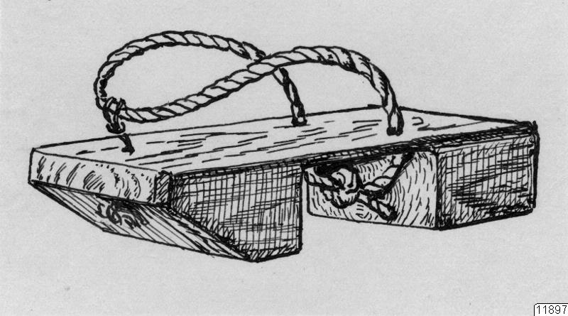 föremålsbild, sko, sandal, träsko, träsandal, teckning, Teckning, drawing