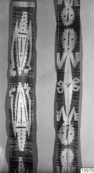 midjeband, schablonmönster, pandanusblad, fotografi, photograph