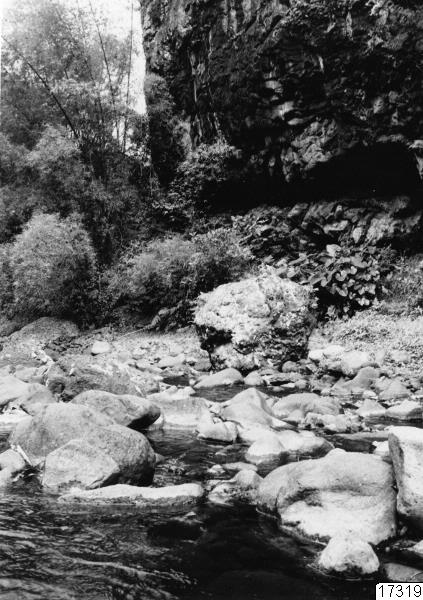 strandkant, stenröse, grotta, landskap, fotografi, photograph