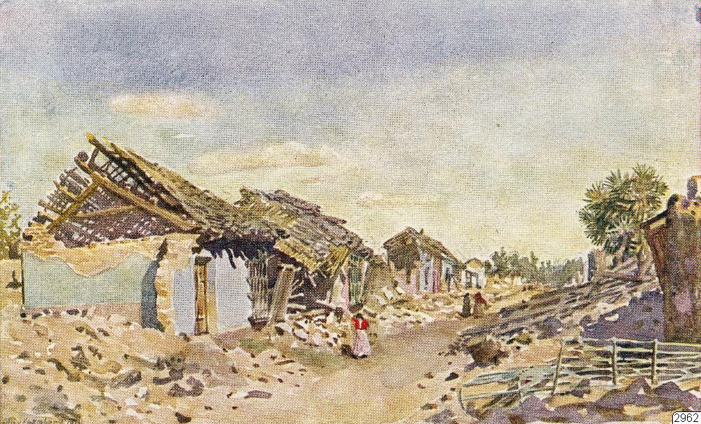 målning, teckning, reproduktion, by, ruin, Teckning, drawing