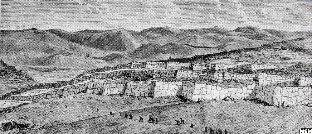 teckning, stenmur, befästning, inkafästning, Teckning, drawing