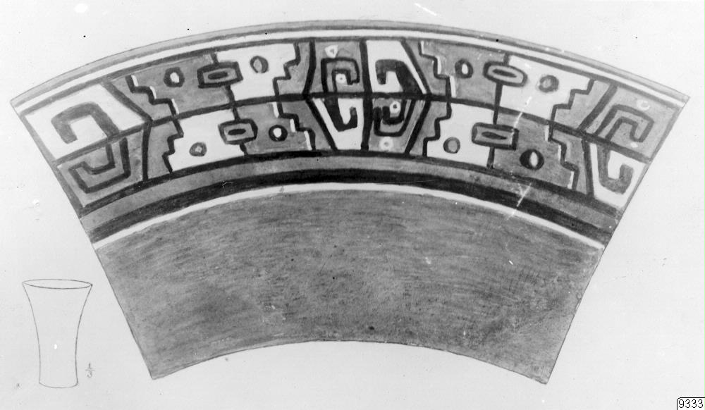 föremålsbild, bägare, lerkärl, teckning, kärl, dekor, Teckning, drawing
