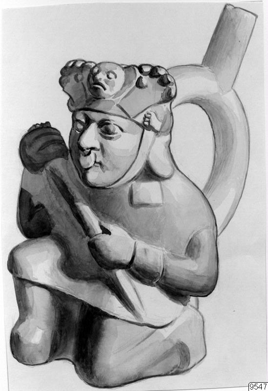 teckning, krigare, föremålsbild, figurkärl, Teckning, drawing
