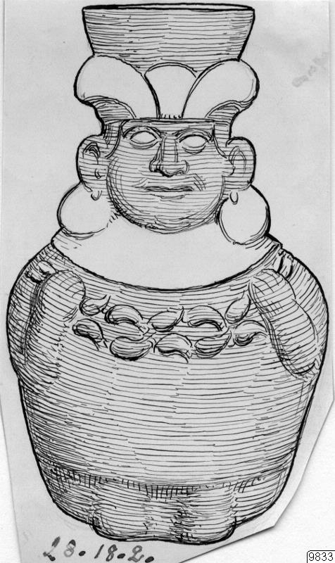 lerkärl, teckning, föremålsbild, mansfigur, figurkärl, Teckning, drawing