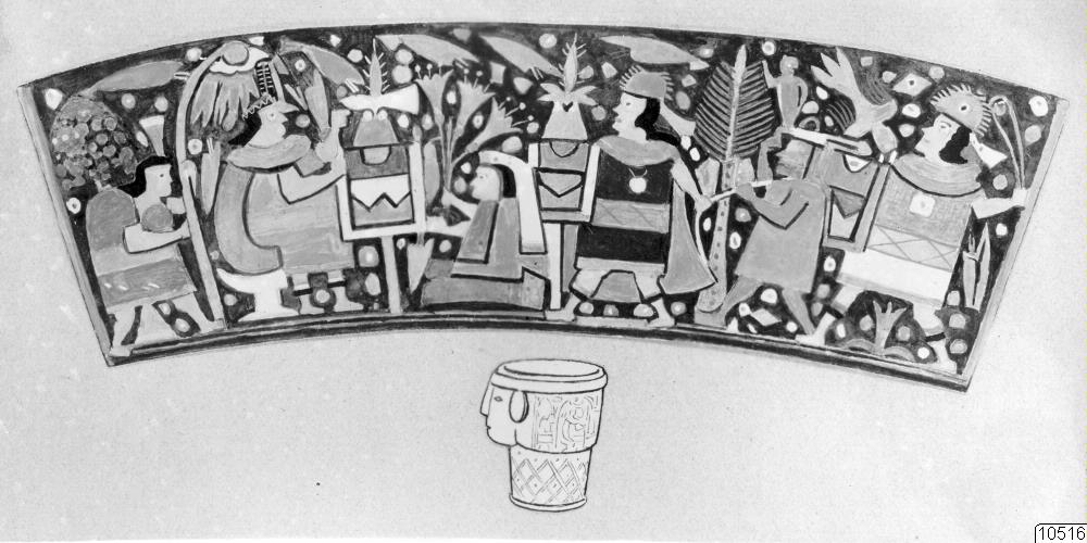 bägare, färgteckning, dekor, teckning, Teckning, drawing