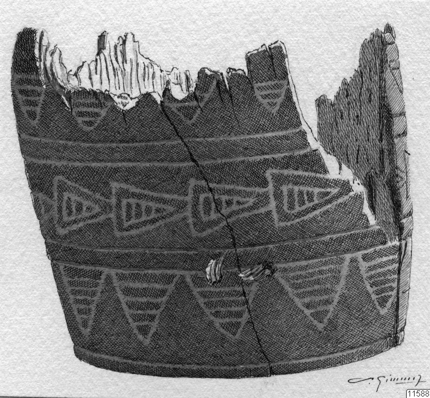 bägare, teckning, fragment, träbägare, Teckning, drawing