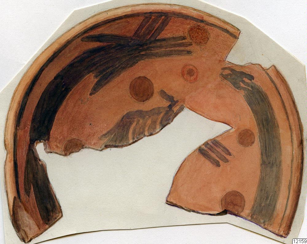 teckning, husgrund, dekor, kärlfragment, Teckning, drawing