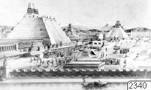 illustration, Tempelplats, rekonstruktion, pyramid, teckning, Teckning, drawing